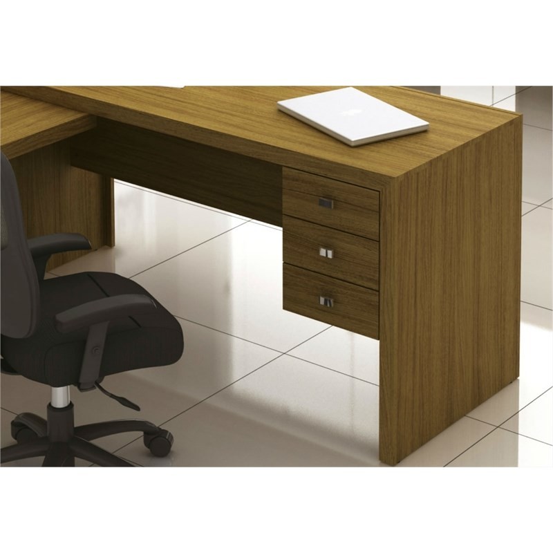 Mesa para Home Office com 03 Gavetas Amêndoa -Tecno Mobili