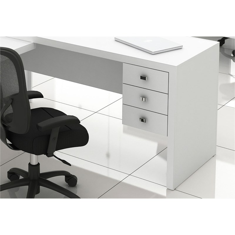 Mesa para Home Office com 03 Gavetas Branco -Tecno Mobili