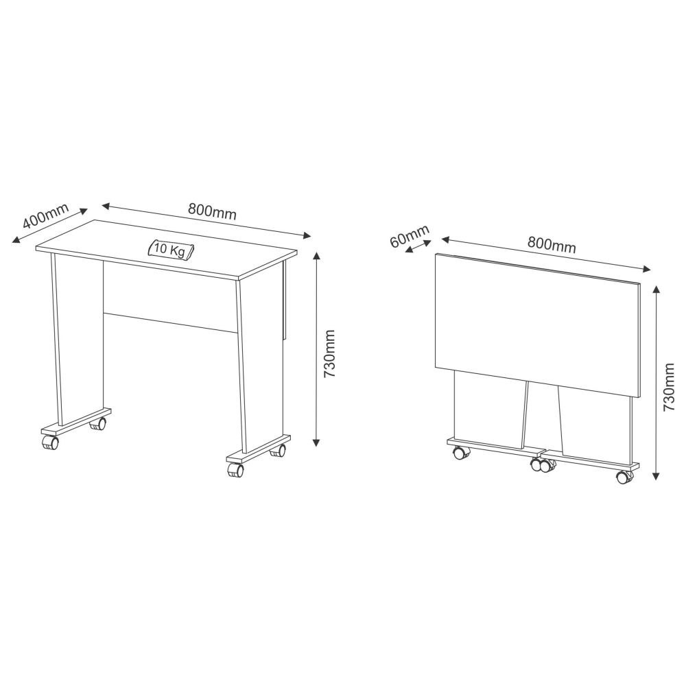 Mesa para Notebook com rodízios ME4117 Nogal - Tecno Mobili