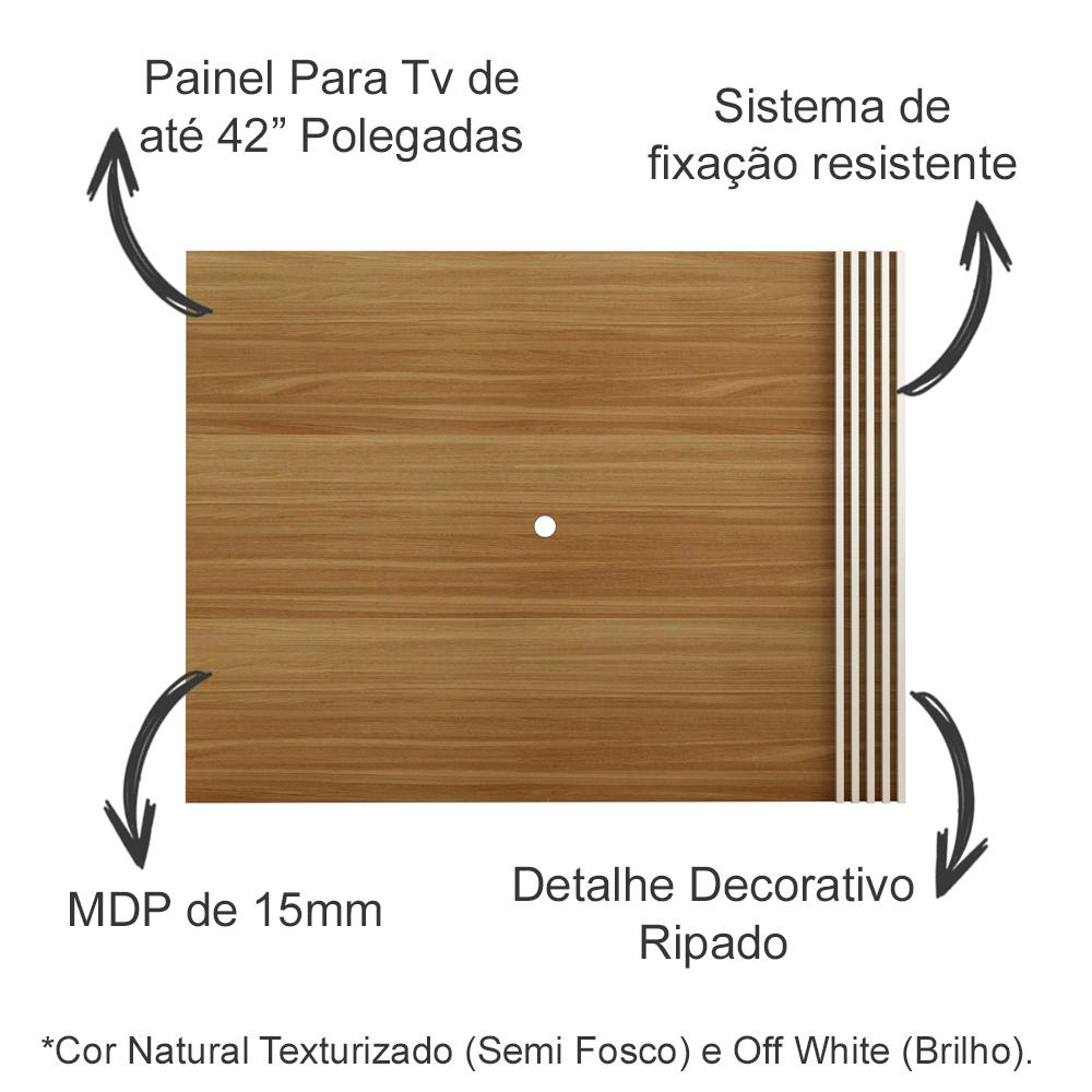 Painel Para Tv 42 Polegadas PL3004 Natural Off White Tecno Mobili