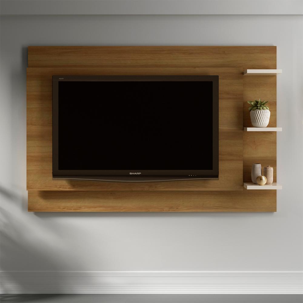 Painel Para Tv 65 Polegadas 180cm PL3002 Natural Off White Tecno Mobili