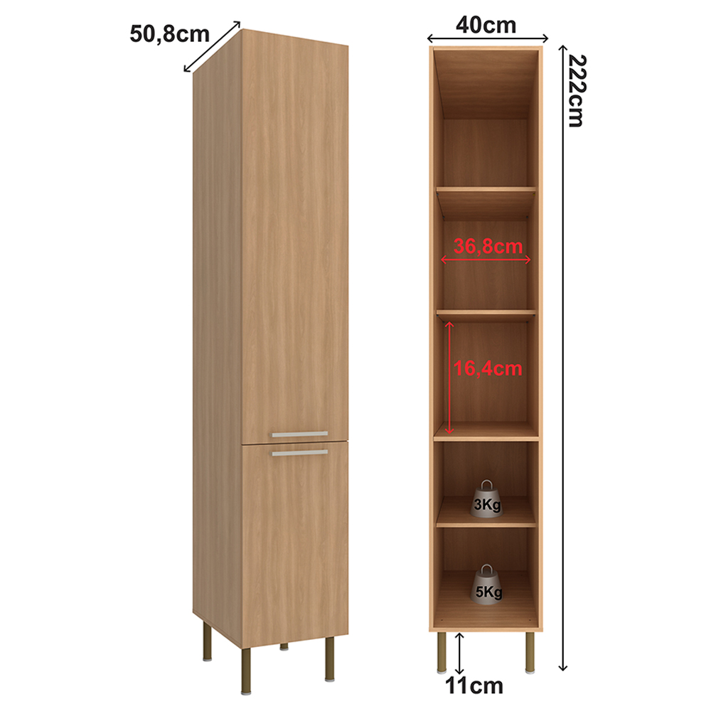 Paneleiro 2 Portas 222x40 cm MDP CZ3108 Freijo Tecno Mobili