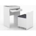 Penteadeira Compacta 1 Gaveta e Espelho PE2007 Branco/Tecido 369 - Tecno Mobili