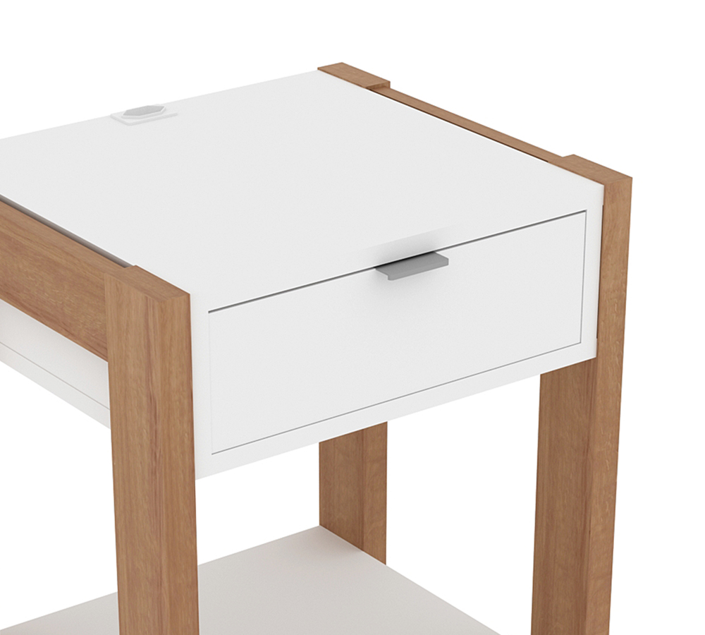 Quarto Solteiro 3 Peças CM8006 AZ1016 AZ1019 QT4 Amendoa Branco Tecno Mobili