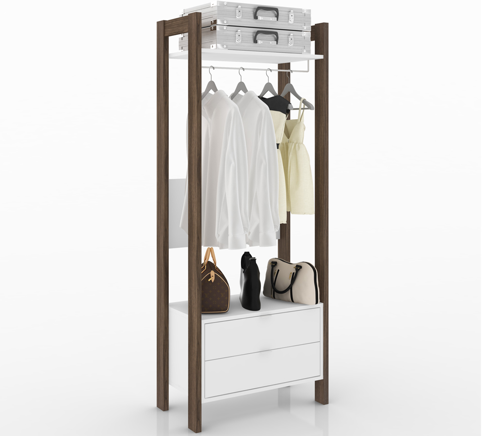 Quarto Solteiro 3 Peças CM8010 AZ1016 AZ1011 QT11 Nogal Branco Tecno Mobili