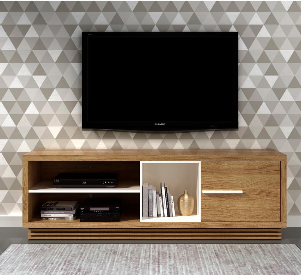 Rack 1 Porta Para Tv 42 Polegadas RA2002 Natural Off White Tecno Mobili