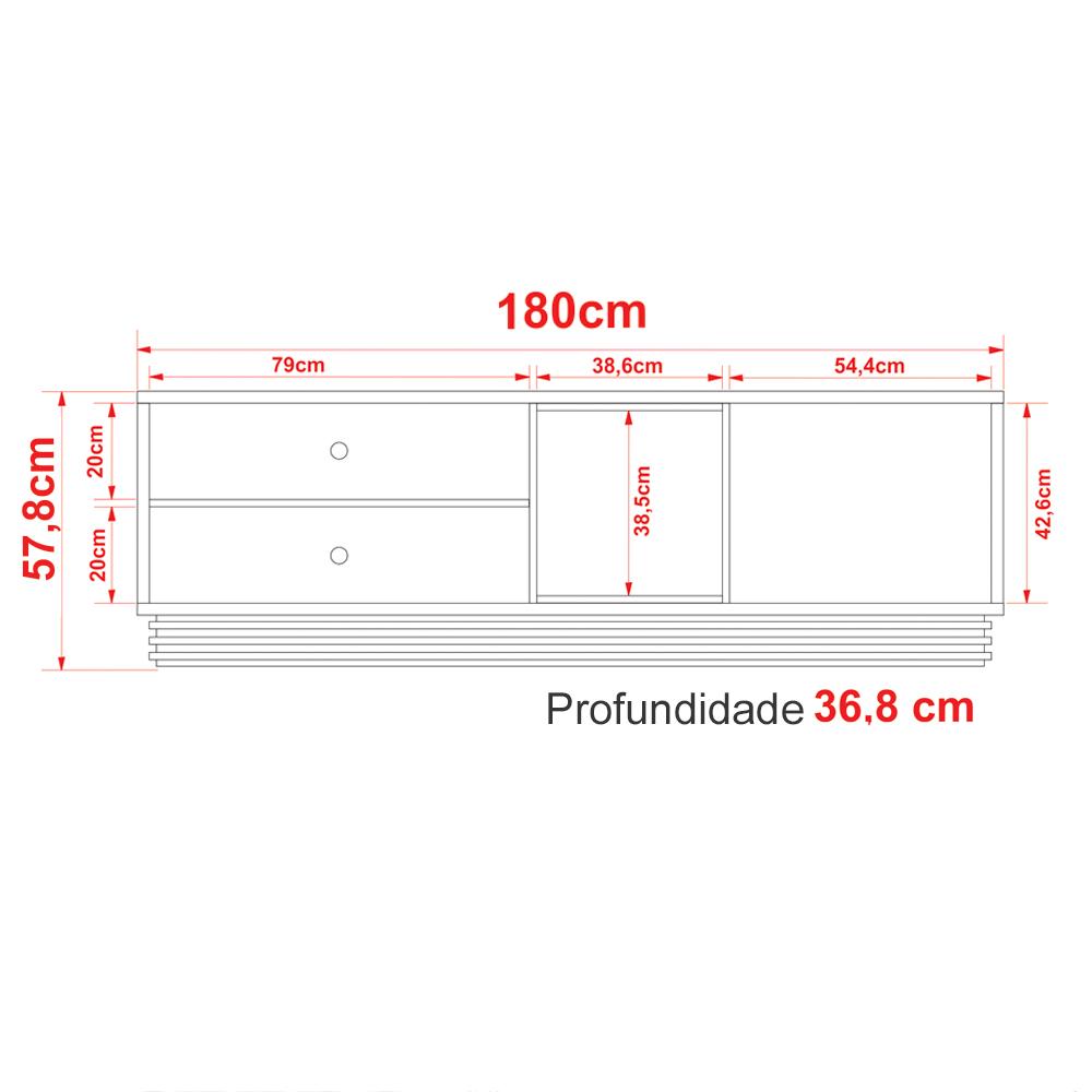 Rack 1 Porta Para Tv 42 Polegadas RA2002 Natural Off White Tecno Mobili