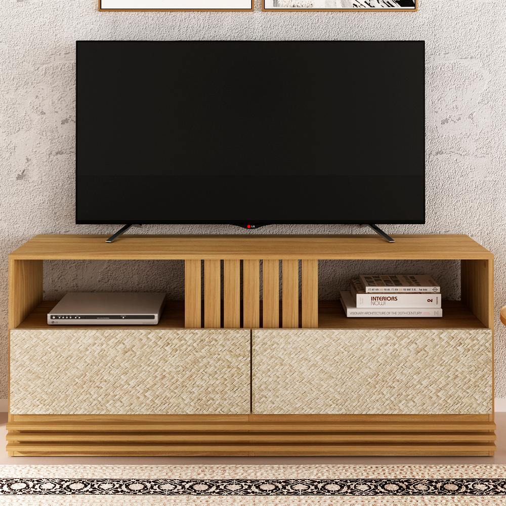 Rack 2 Gavetas Para Tv 42 Polegadas R1479 Natural Palha Tecno Mobili