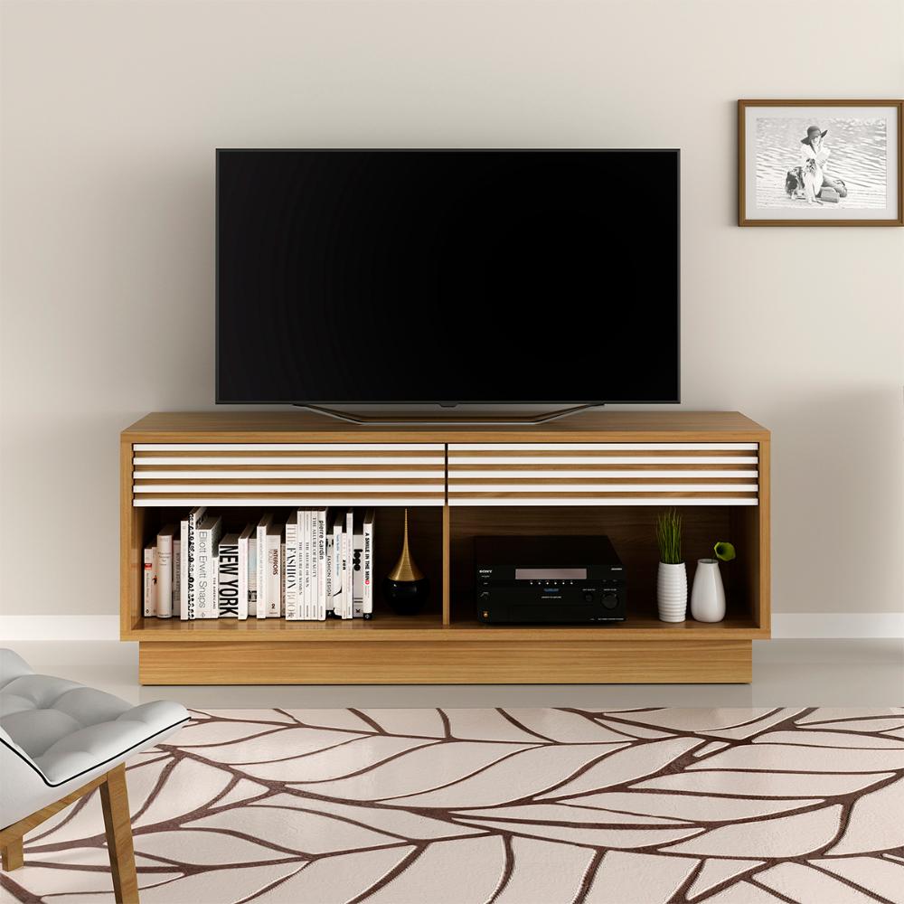 Rack 2 Gavetas Para Tv 42 Polegadas RA2003 Natural Off White Tecno Mobili