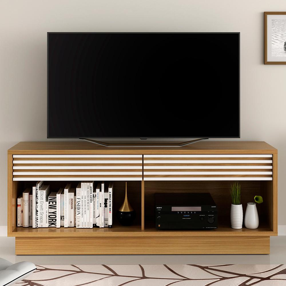 Rack 2 Gavetas Para Tv 42 Polegadas RA2003 Natural Off White Tecno Mobili