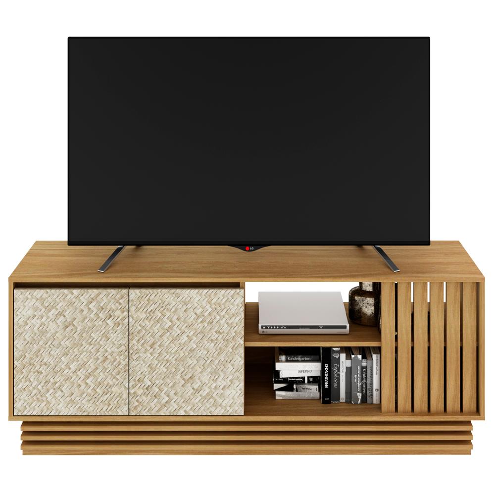 Rack 2 Portas Para Tv 64 Polegadas R1480 Natural Palha Tecno Mobili