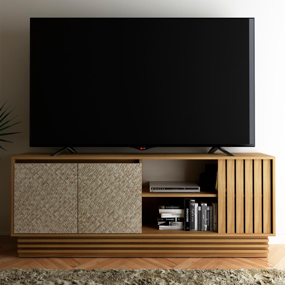 Rack 2 Portas Para Tv 64 Polegadas R1480 Natural Palha Tecno Mobili