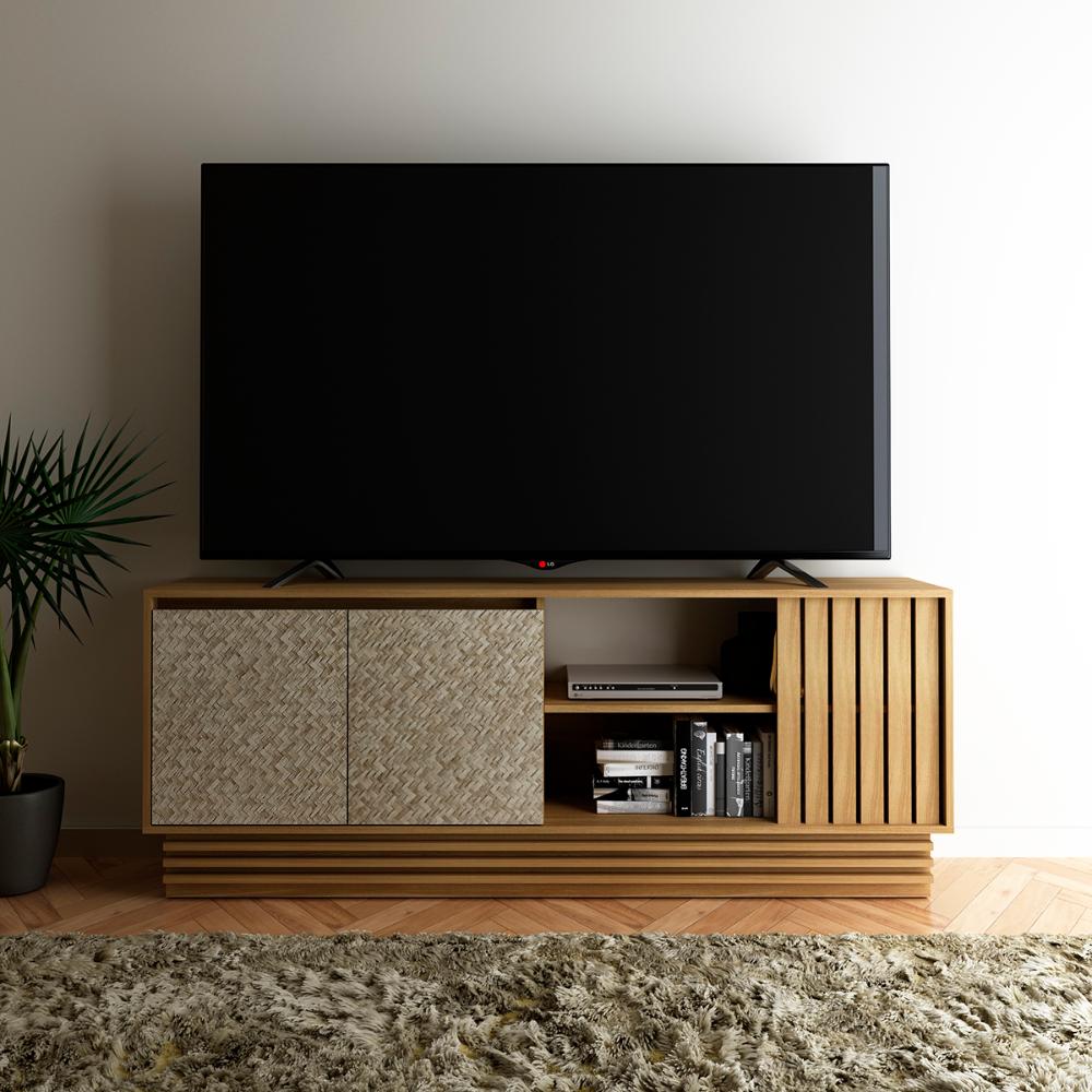 Rack 2 Portas Para Tv 64 Polegadas R1480 Natural Palha Tecno Mobili