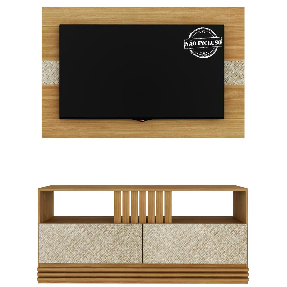 Rack E Painel Para Tv 42 Polegadas PA2913xR1479 Natural Palha Tecno Mobili