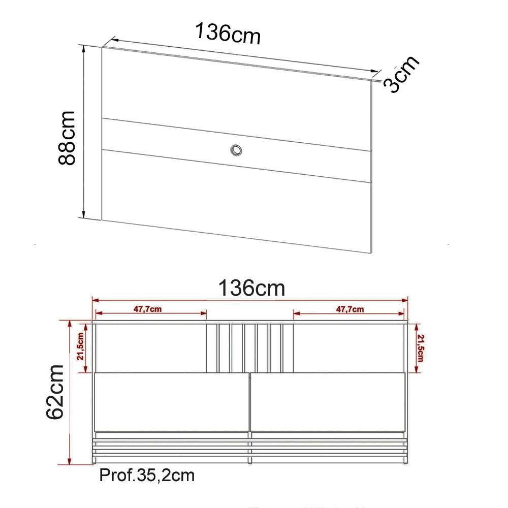 Rack E Painel Para Tv 42 Polegadas PA2913xR1479 Natural Palha Tecno Mobili