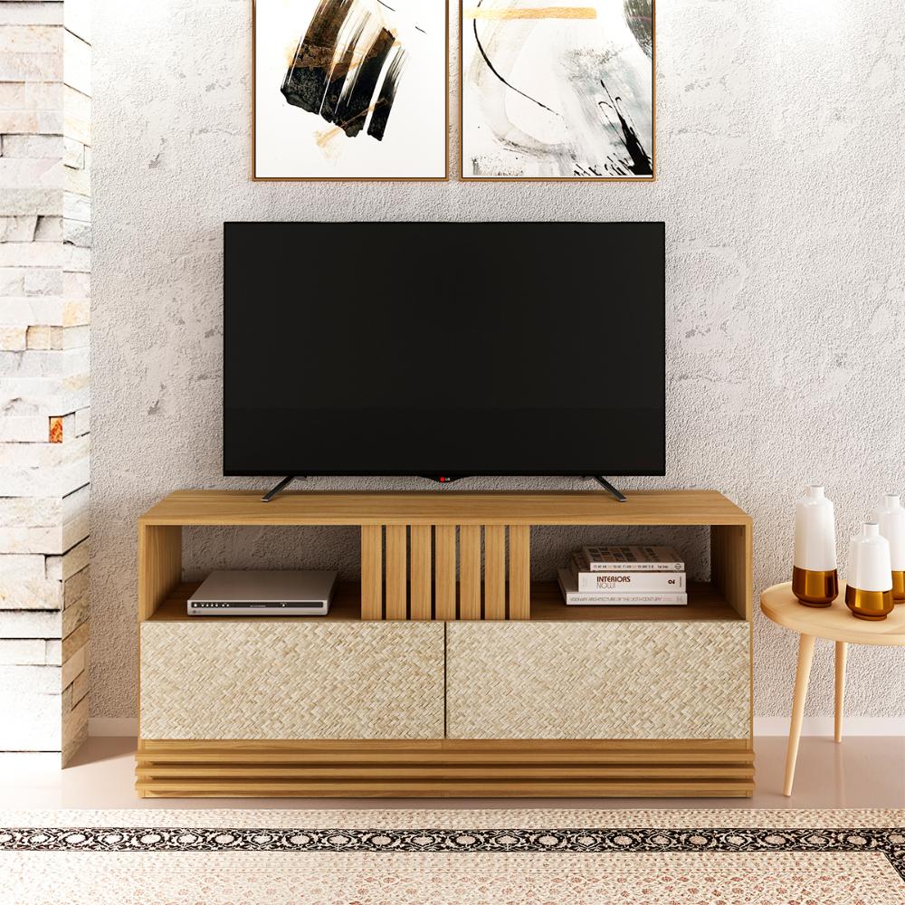 Rack E Painel Para Tv 42 Polegadas PA2913xR1479 Natural Palha Tecno Mobili