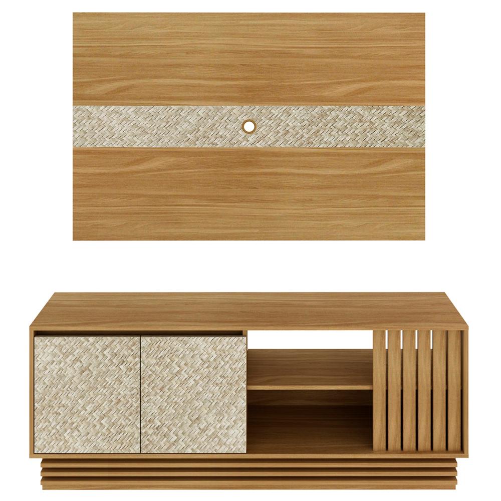 Rack E Painel Para Tv 42 Polegadas PA2913xR1480 Natural Palha Tecno Mobili