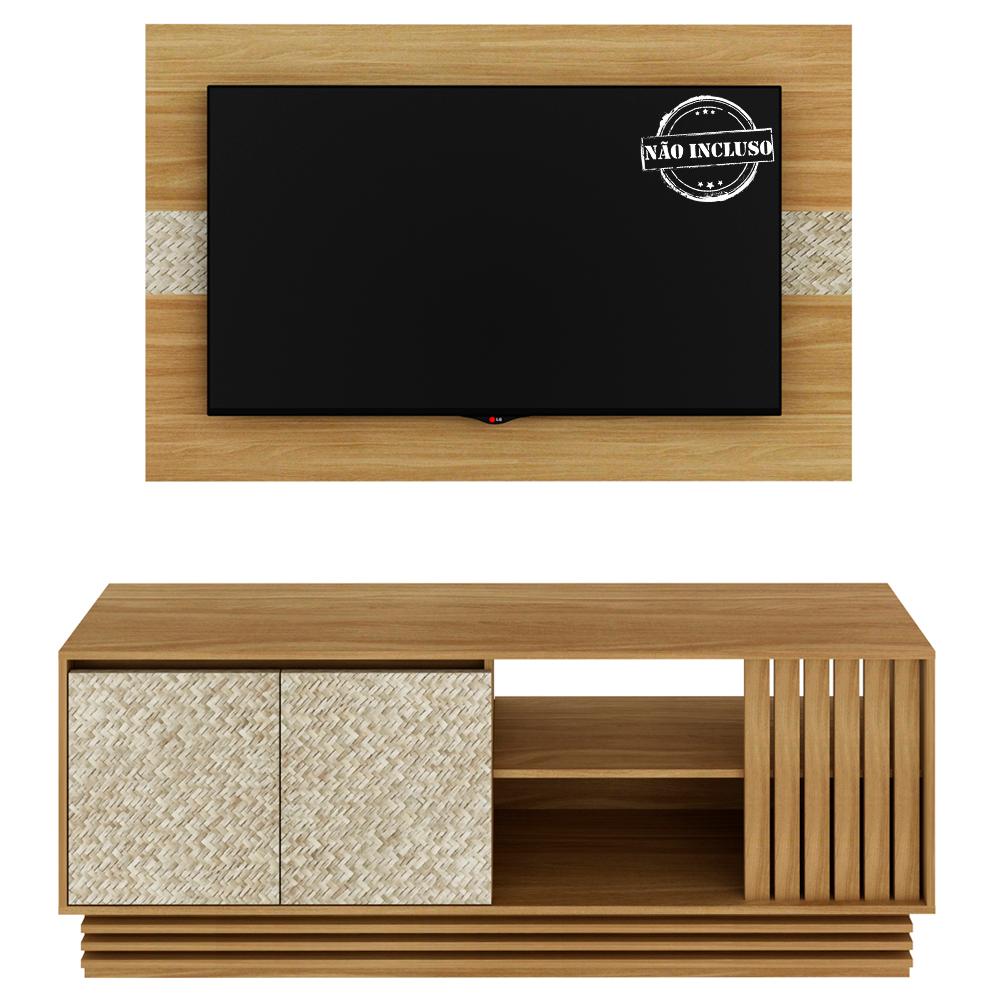 Rack E Painel Para Tv 42 Polegadas PA2913xR1480 Natural Palha Tecno Mobili