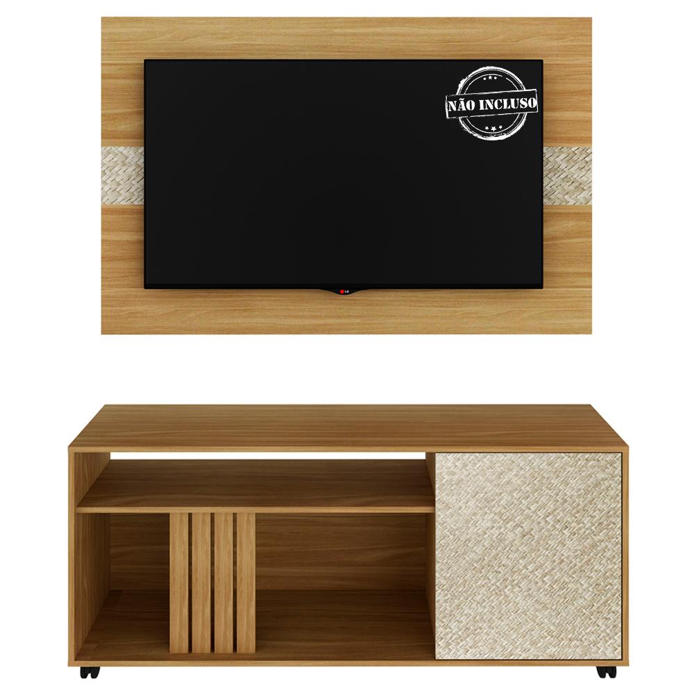 Rack E Painel Para Tv 42 Polegadas PA2913xR1481 Natural Palha Tecno Mobili