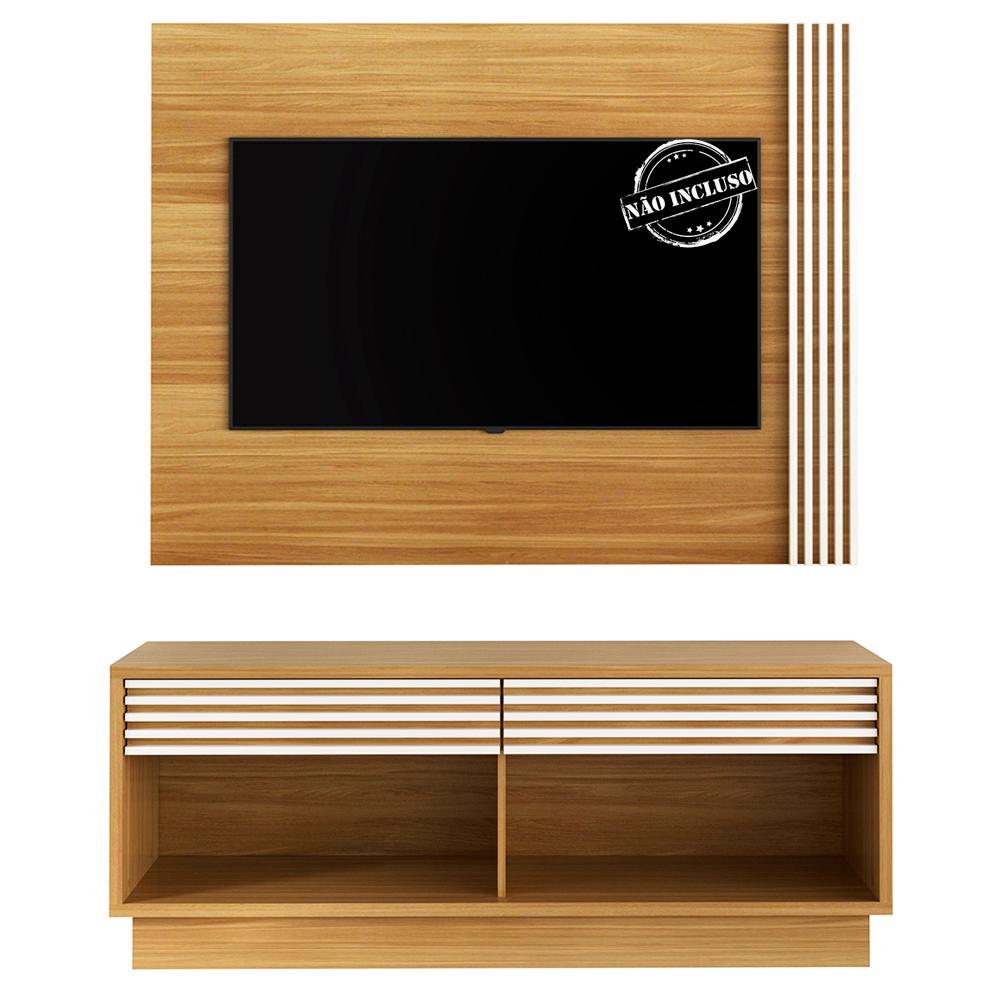 Rack E Painel Para Tv 42 Polegadas PL3004xRA2003 Natural Off White Tecno Mobili