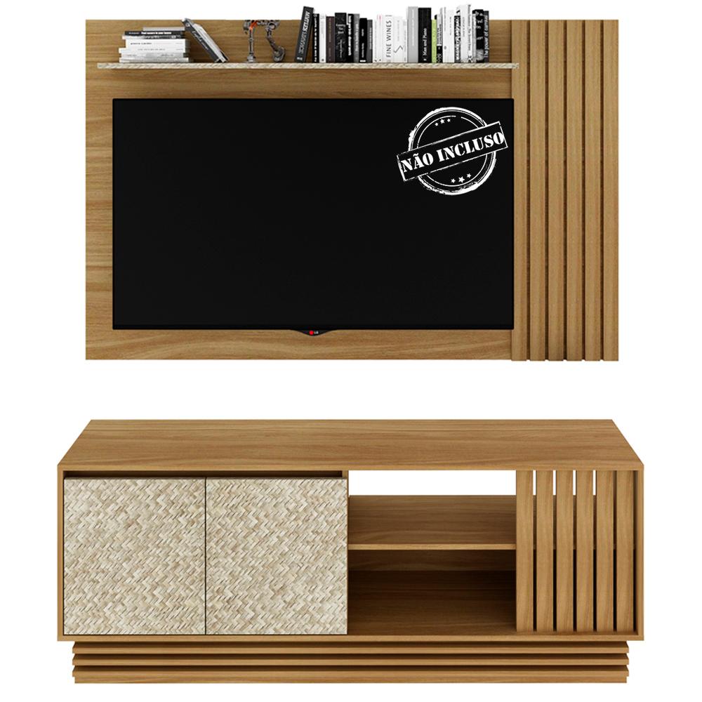 Rack E Painel Para Tv 65 Polegadas PA2914xR1480 Natural Palha Tecno Mobili