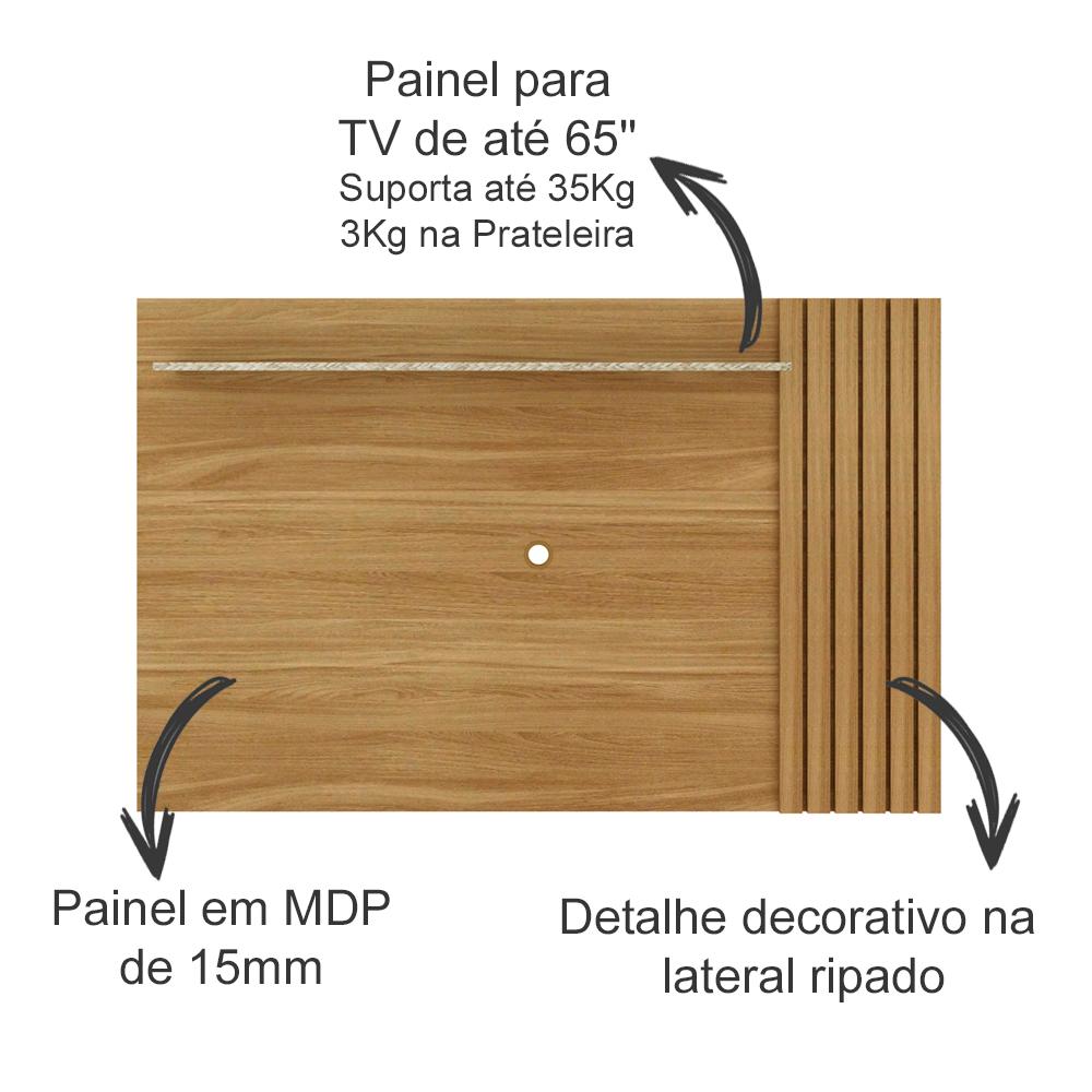 Rack E Painel Para Tv 65 Polegadas PA2914xR1480 Natural Palha Tecno Mobili