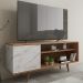 Rack Para TV 42 Pol 136 cm 1 Porta R1486 Amendoa Marmore Branco Tecno Mobili