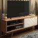 Rack Para TV 55 Pol 160 cm 2 Portas R1482 Amendoa Marmore Branco Tecno Mobili