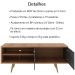 Rack Para TV 55 Pol 160 cm 2 Portas R1482 Amendoa Marmore Lunar Tecno Mobili