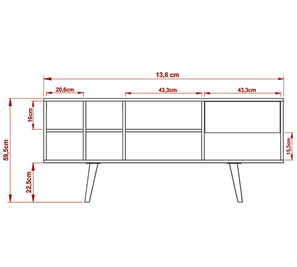 Rack Para TV 55 Polegadas 7 Nichos R1462 Natural Tecno Mobili