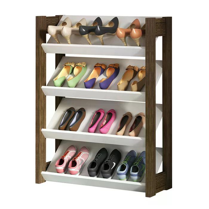 Sapateira Organizadora Para 12 Pares De Calçados AZ1025 Branco Nogal Tecno Mobili