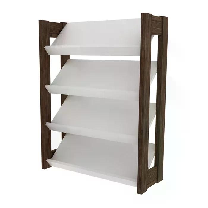 Sapateira Organizadora Para 12 Pares De Calçados AZ1025 Branco Nogal Tecno Mobili