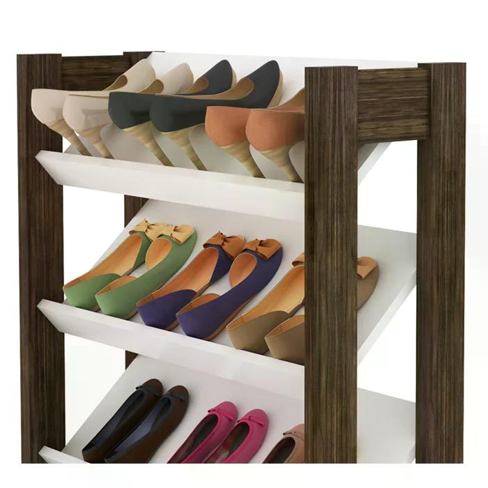 Sapateira Organizadora Para 12 Pares De Calçados AZ1025 Branco Nogal Tecno Mobili