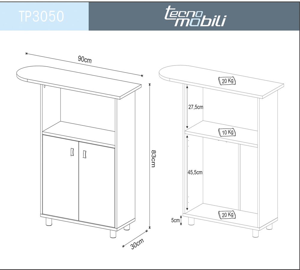 Tábua de Passar Roupa 2 Portas TP3050 Branco Tecno Mobili
