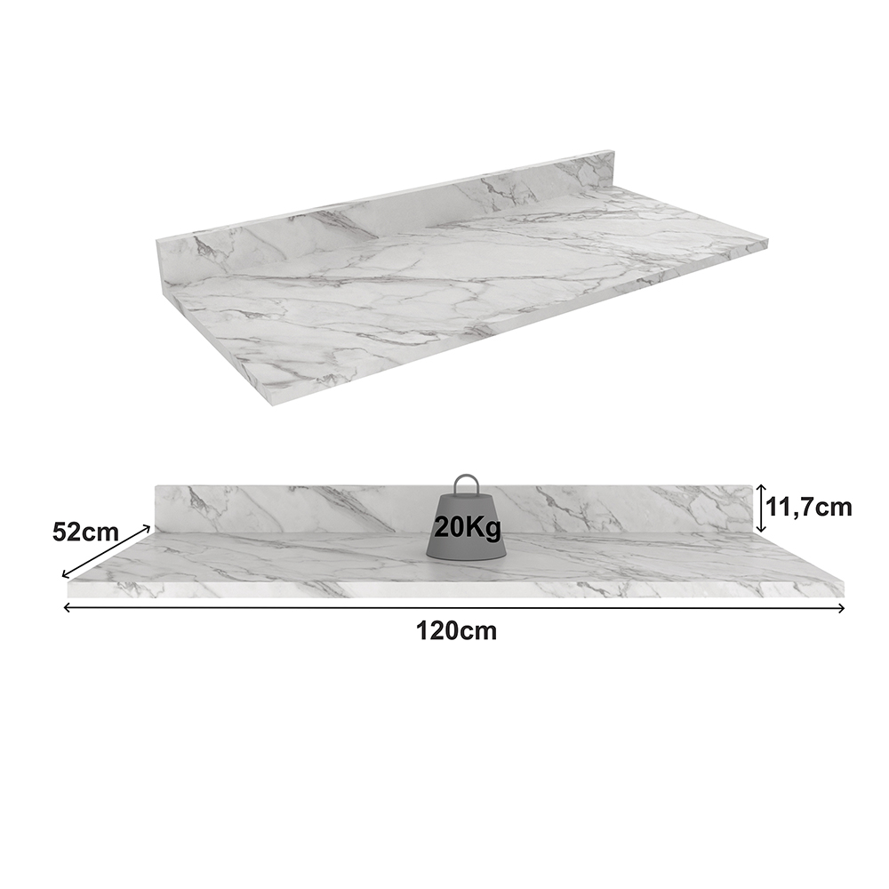 Tampo Para Balcão 120 cm CZ3117 Marmore Branco Tecno Mobili