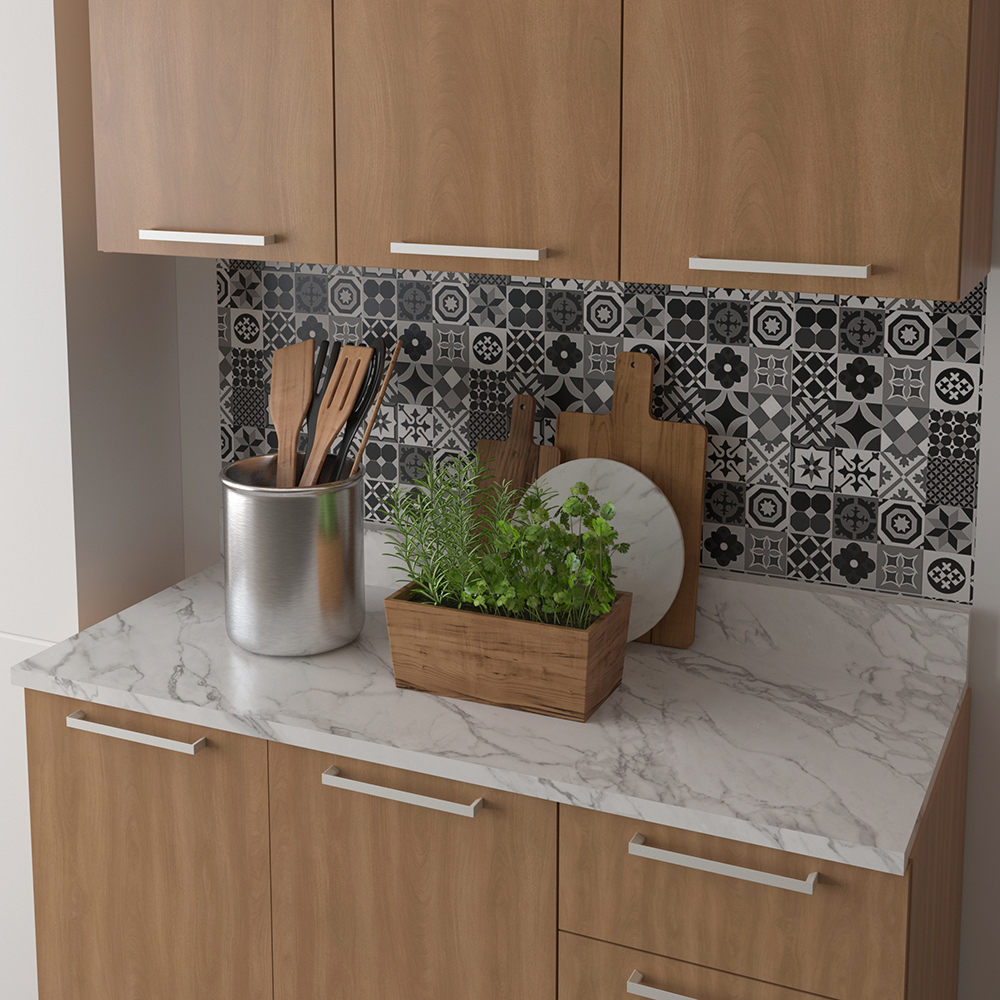 Tampo Para Balcão 120 cm CZ3117 Marmore Branco Tecno Mobili