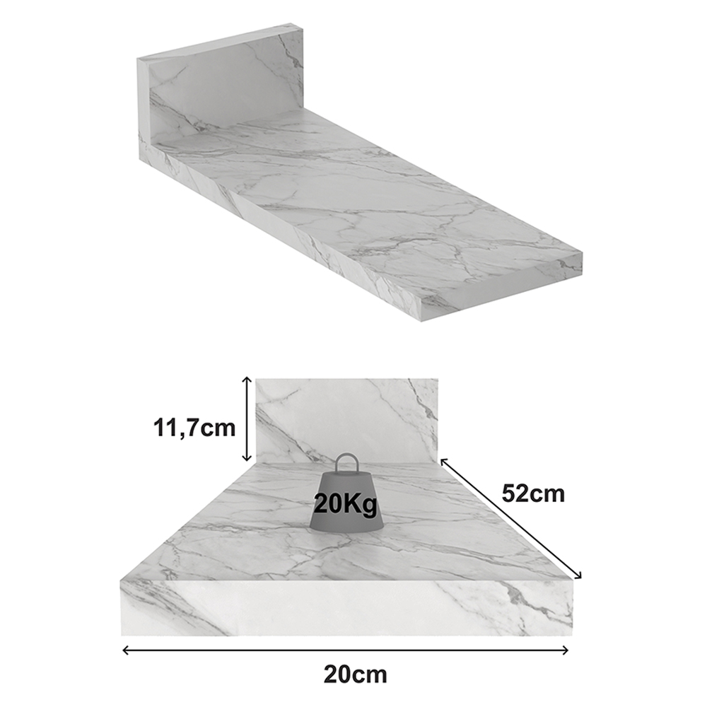 Tampo Para Balcão 20 cm CZ3124 Marmore Branco Tecno Mobili