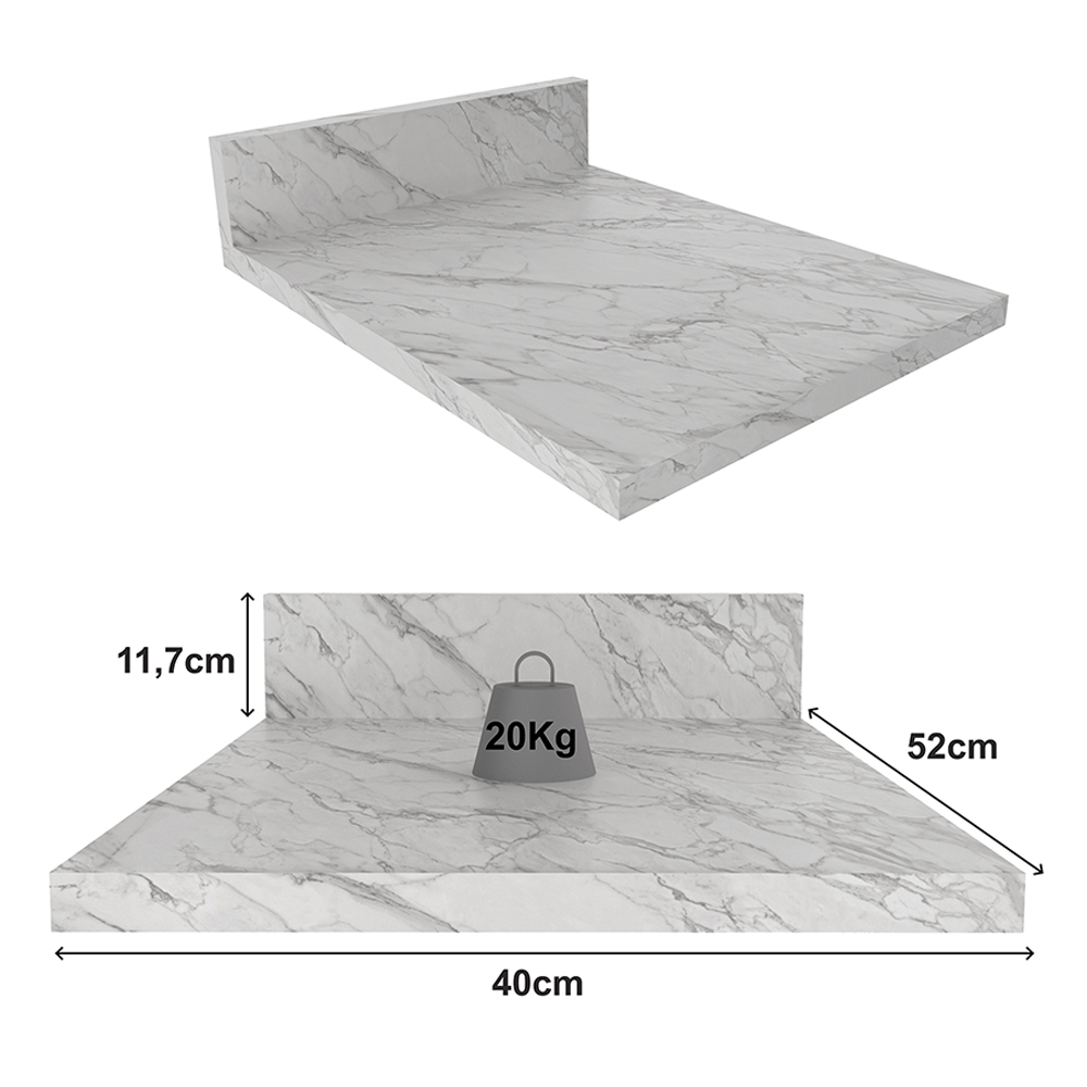 Tampo Para Balcão 40 cm CZ3122 Marmore Branco Tecno Mobili