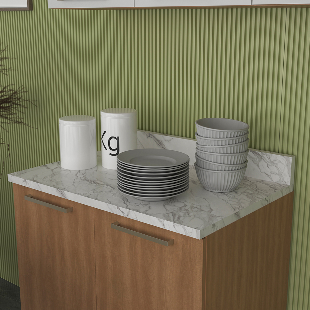 Tampo Para Balcão 80 cm CZ3121 Marmore Branco Tecno Mobili