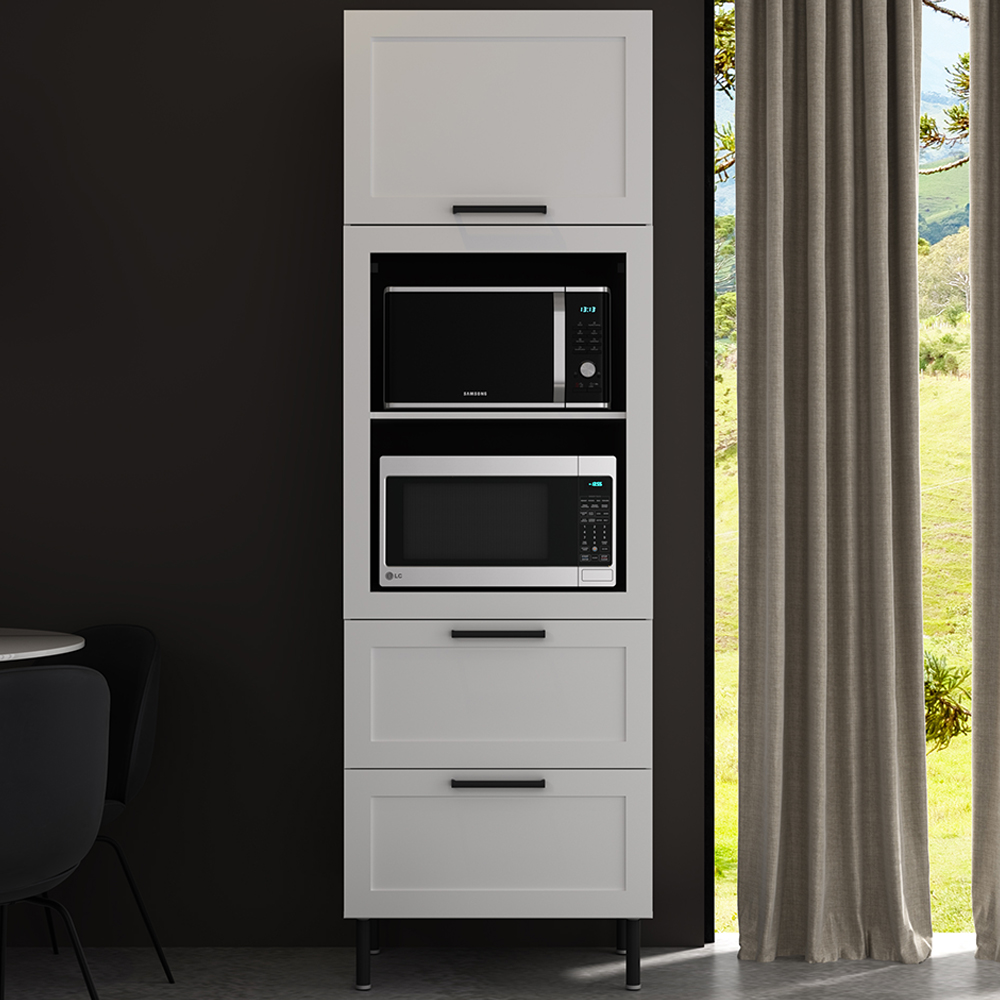 Torre Quente 1 Porta 2 Gavetas 222x70 cm MDF CZ3306 Branco Tecno Mobili