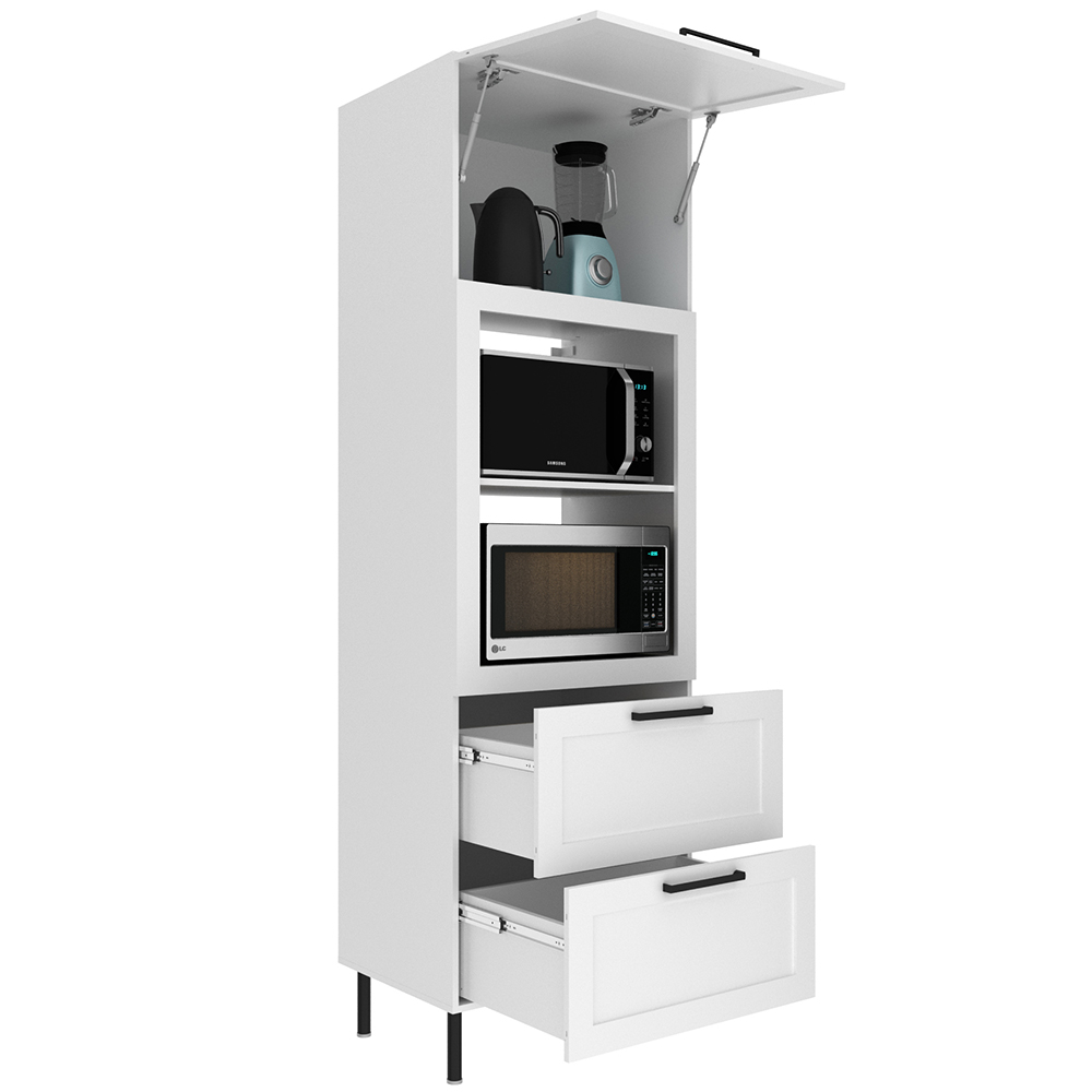 Torre Quente 1 Porta 2 Gavetas 222x70 cm MDF CZ3306 Branco Tecno Mobili