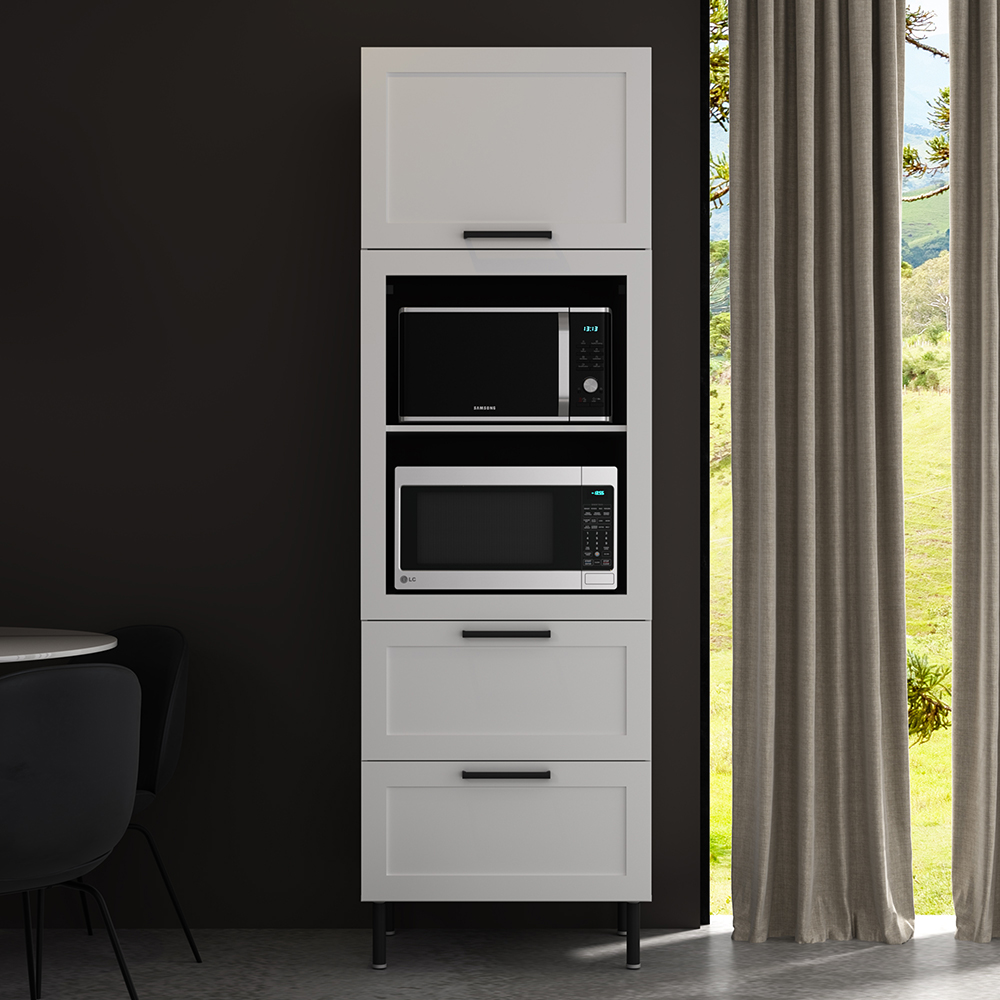 Torre Quente 1 Porta 2 Gavetas 222x70 cm MDF CZ3306 Branco Tecno Mobili
