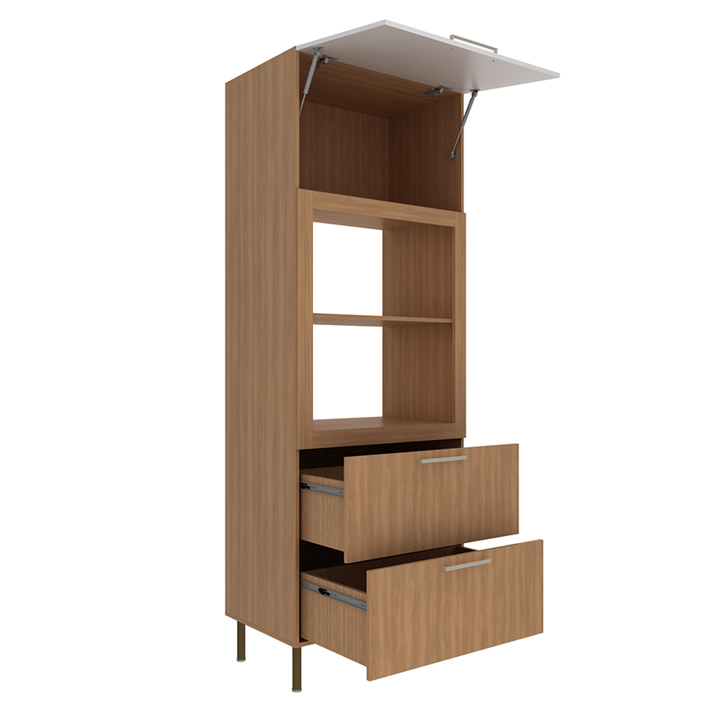 Torre Quente 1 Porta 2 Gavetas 222x80 cm CZ3142 Freijo Branco Tecno Mobili