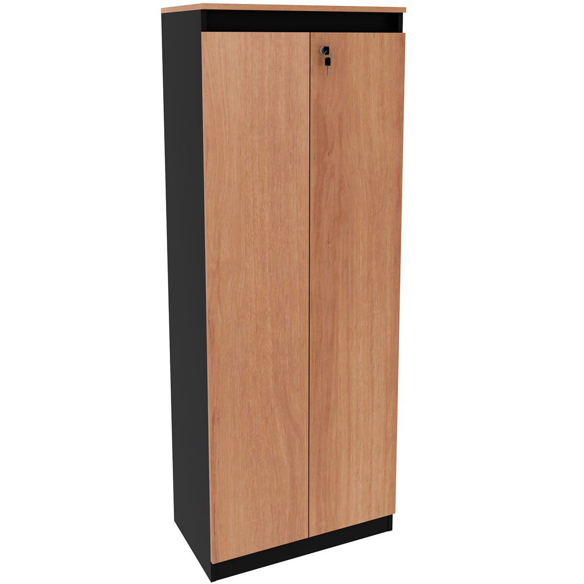 Armário Alto para Escritório 2 portas com Chave Amêndoa/Preto