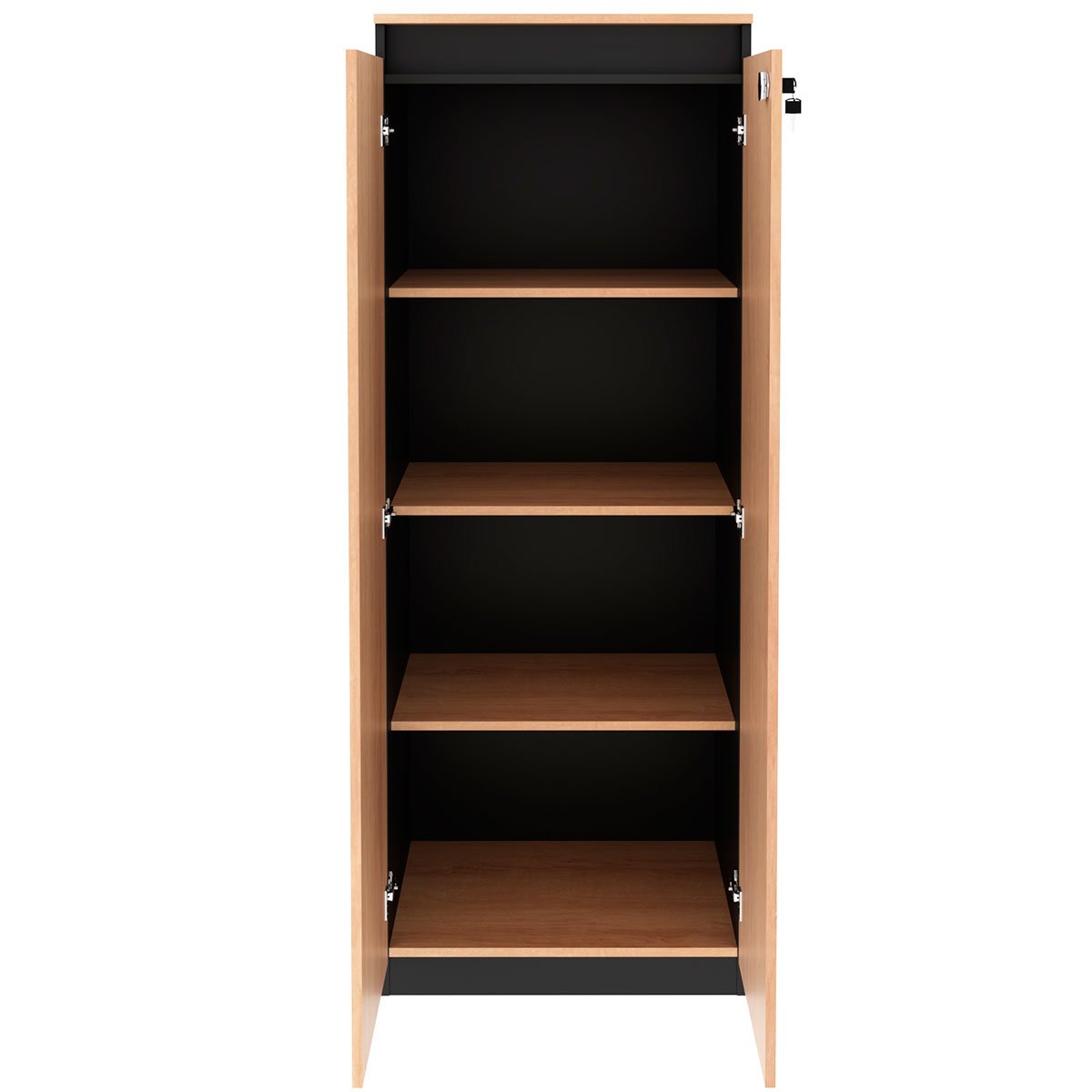 Armário Alto para Escritório 2 portas com Chave Amêndoa/Preto