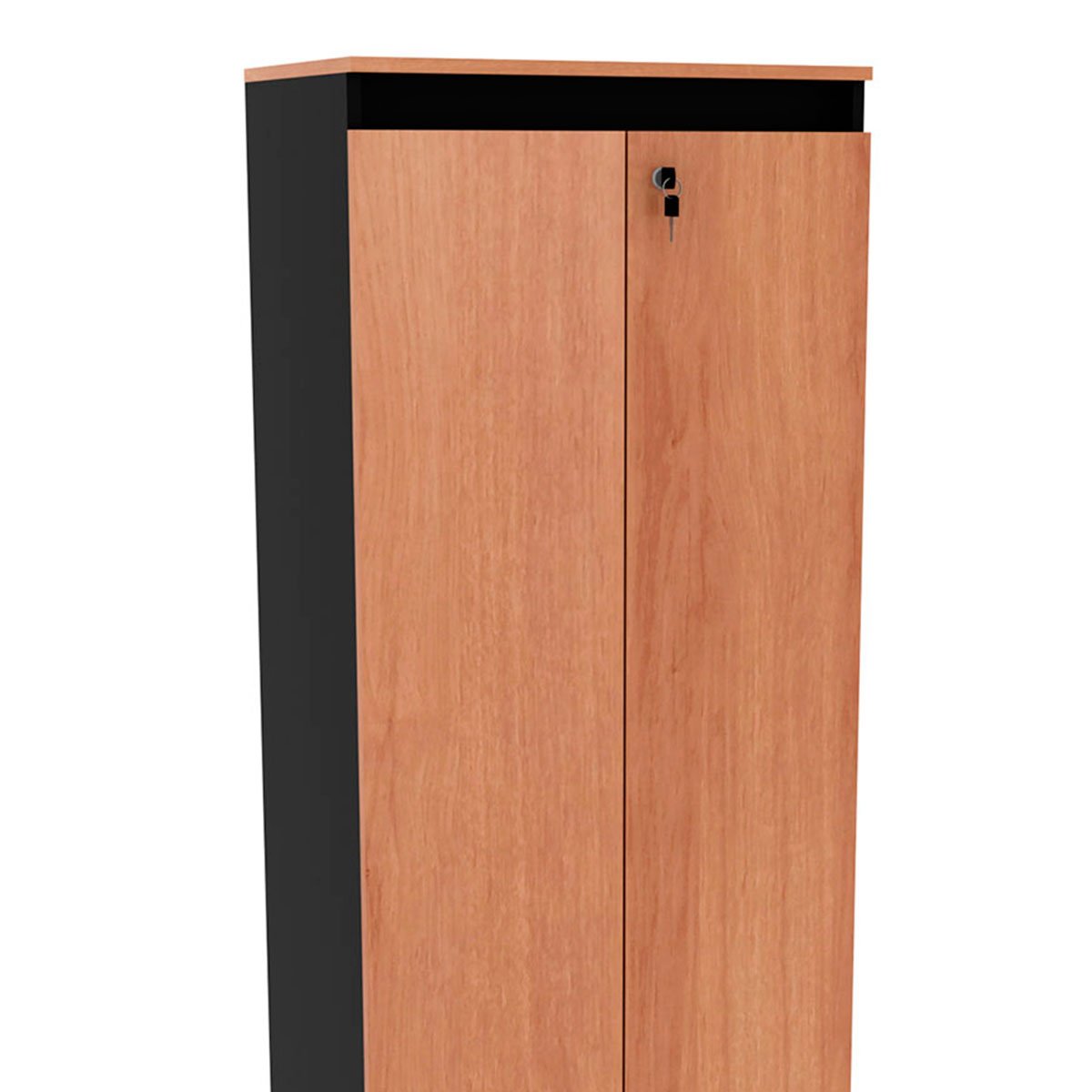 Armário Alto para Escritório 2 portas com Chave Amêndoa/Preto