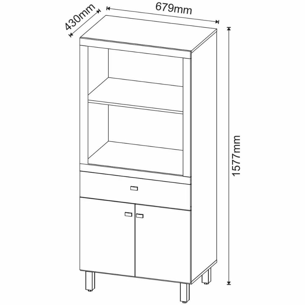 Armário Balcão para Forno e Micro-ondas com 2 Portas e 1 Gaveta BL3305 Branco Tecnomobili