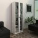 Armário Branco Escritório 60x31,5x171,5cm Portas Vidro Prateleiras ME4115 Tecnomobili