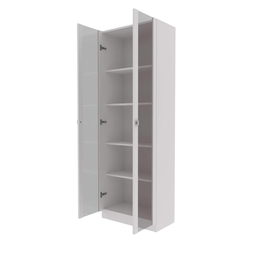 Armário Branco Escritório 60x31,5x171,5cm Portas Vidro Prateleiras ME4115 Tecnomobili