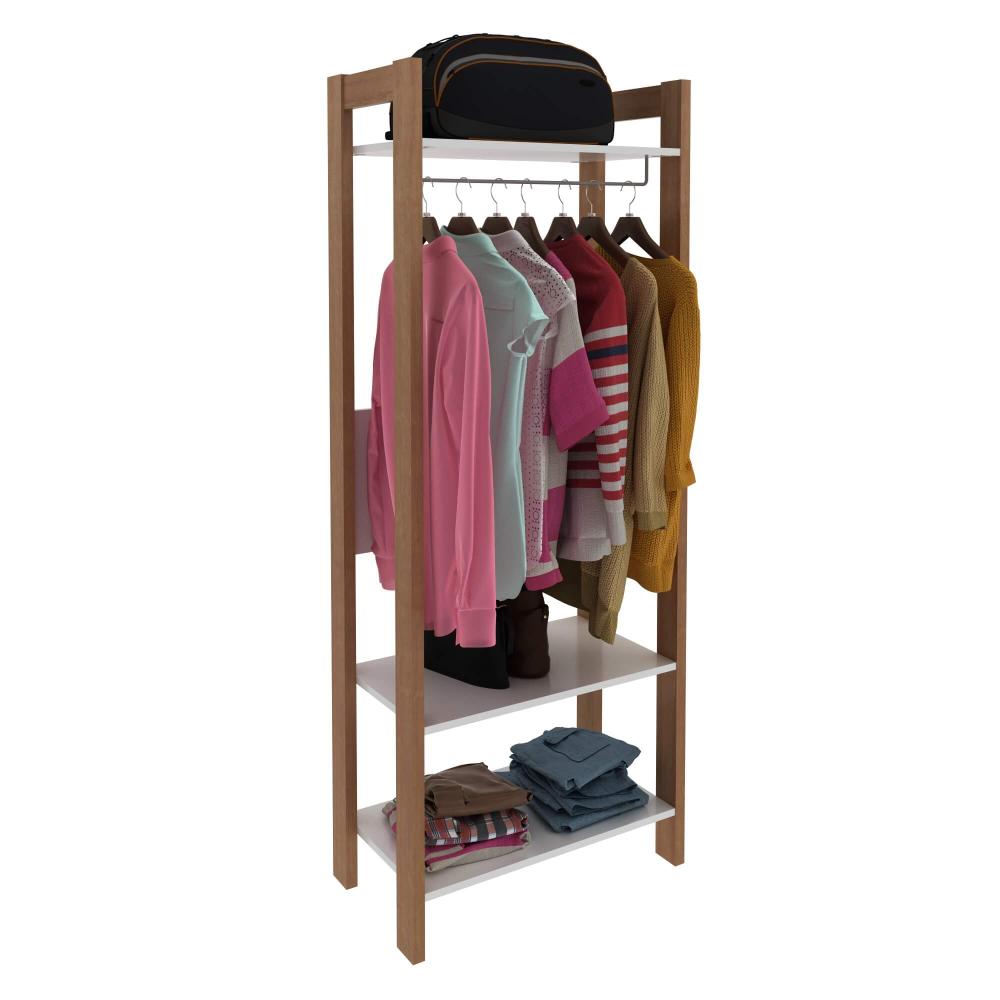 Armário Closet com 3 Prateleiras AZ1029 Amêndoa/Branco Tecnomobili